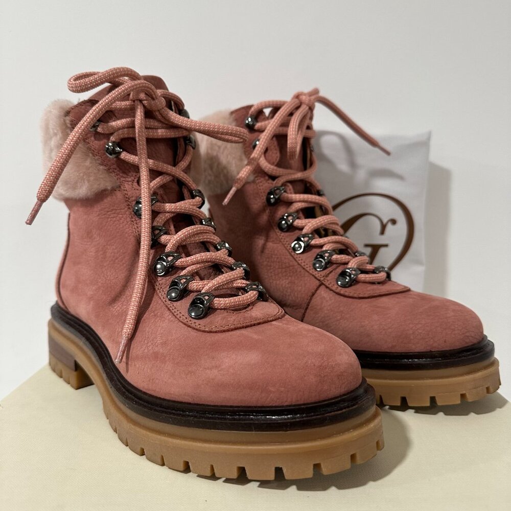 NIB M. Gemi Alpi Alta Blush Hiker Shearling Nubuck Work Boots Shoes Size 38 / 8